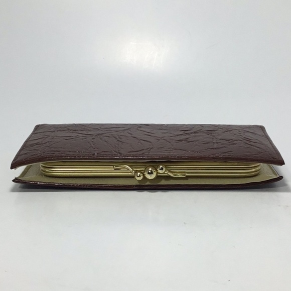 Vintage Brown Cream Patent Textured Leather Wallet - Picture 7 of 16